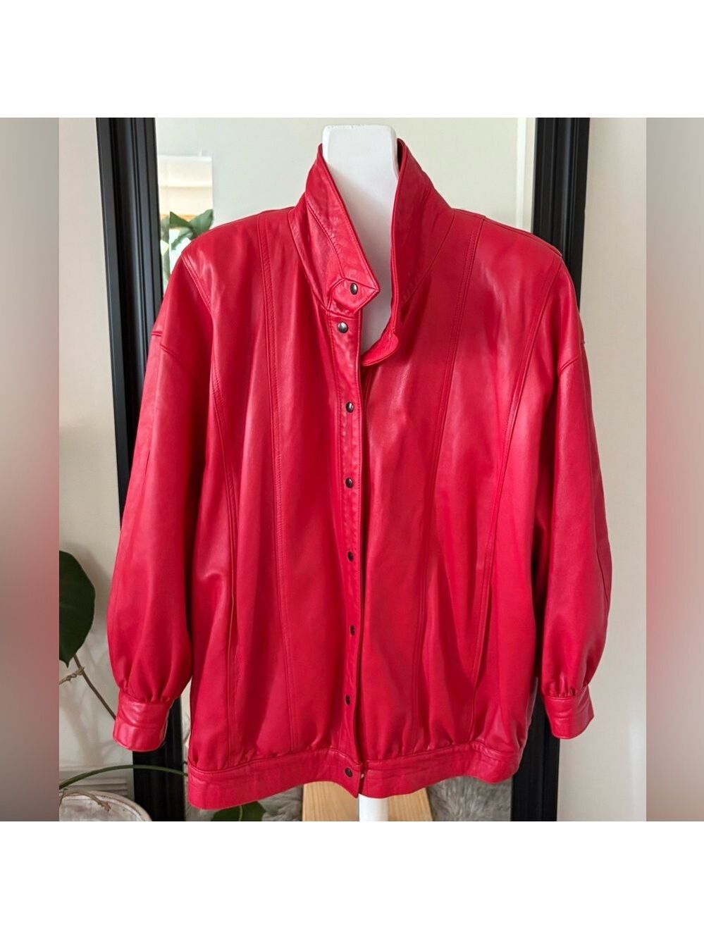 Y2K Red Leather Oversized Jacket
